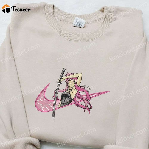 Yuno Gasai x Swoosh Anime Sweatshirt: Future Diary Embroidered Shirt & Custom T-Shirt