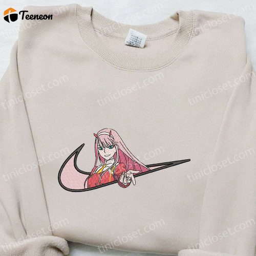 Zero Two x Swoosh Anime Embroidered Sweatshirt – Darling in the Franxx Shirt Custom T-shirt