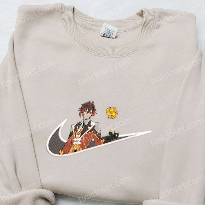 Zhongli Genshin Impact X Swoosh Embroidered Hoodie: Cool Anime Clothing Perfect Family Gift – Shop Now!